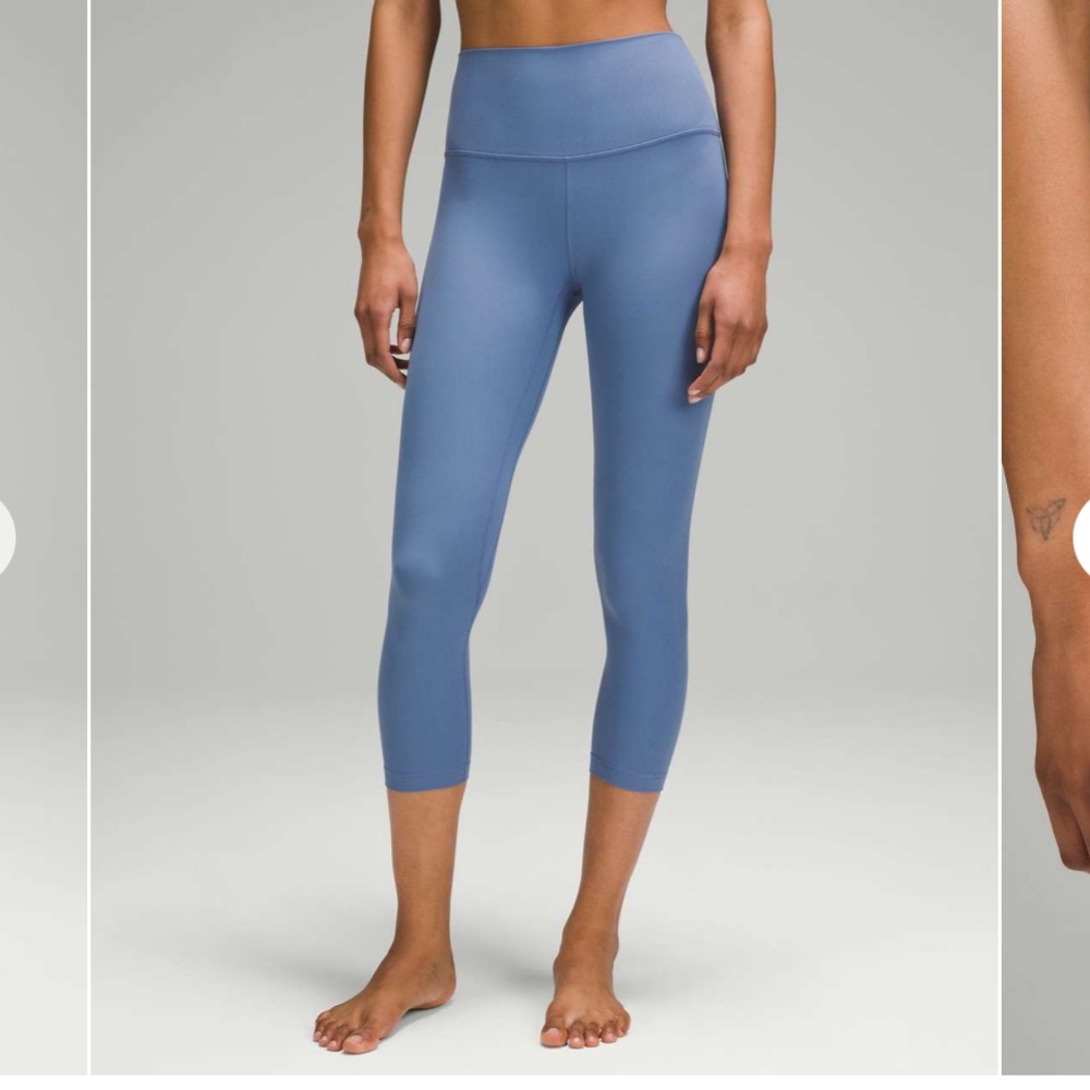 Lululemon Align High-Rise Ribbed Crop 
Inseam 23"
Color: Oasis Blue
Size 4
